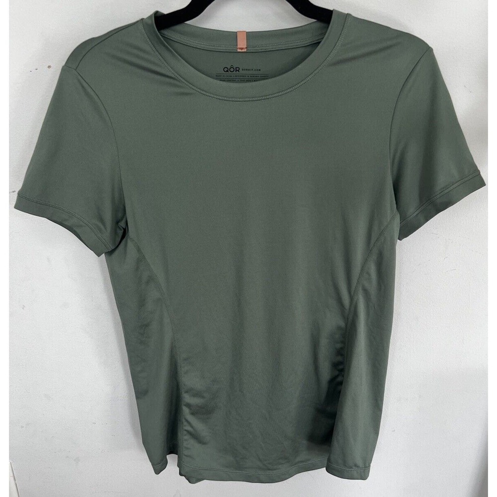QOR Womens Shirt Small Green Short Sleeve Outdoor Odor Control Base Layer